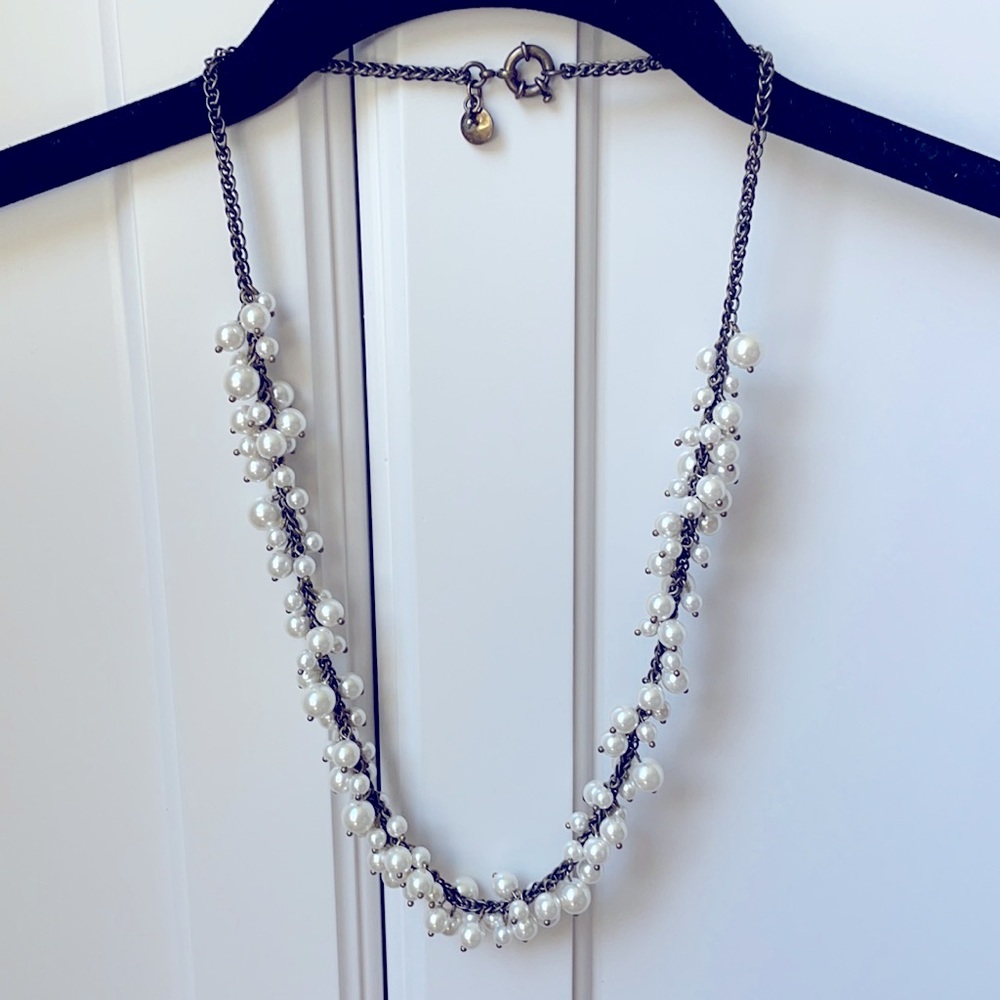 J Crew Cluster Pearl Chain Necklace